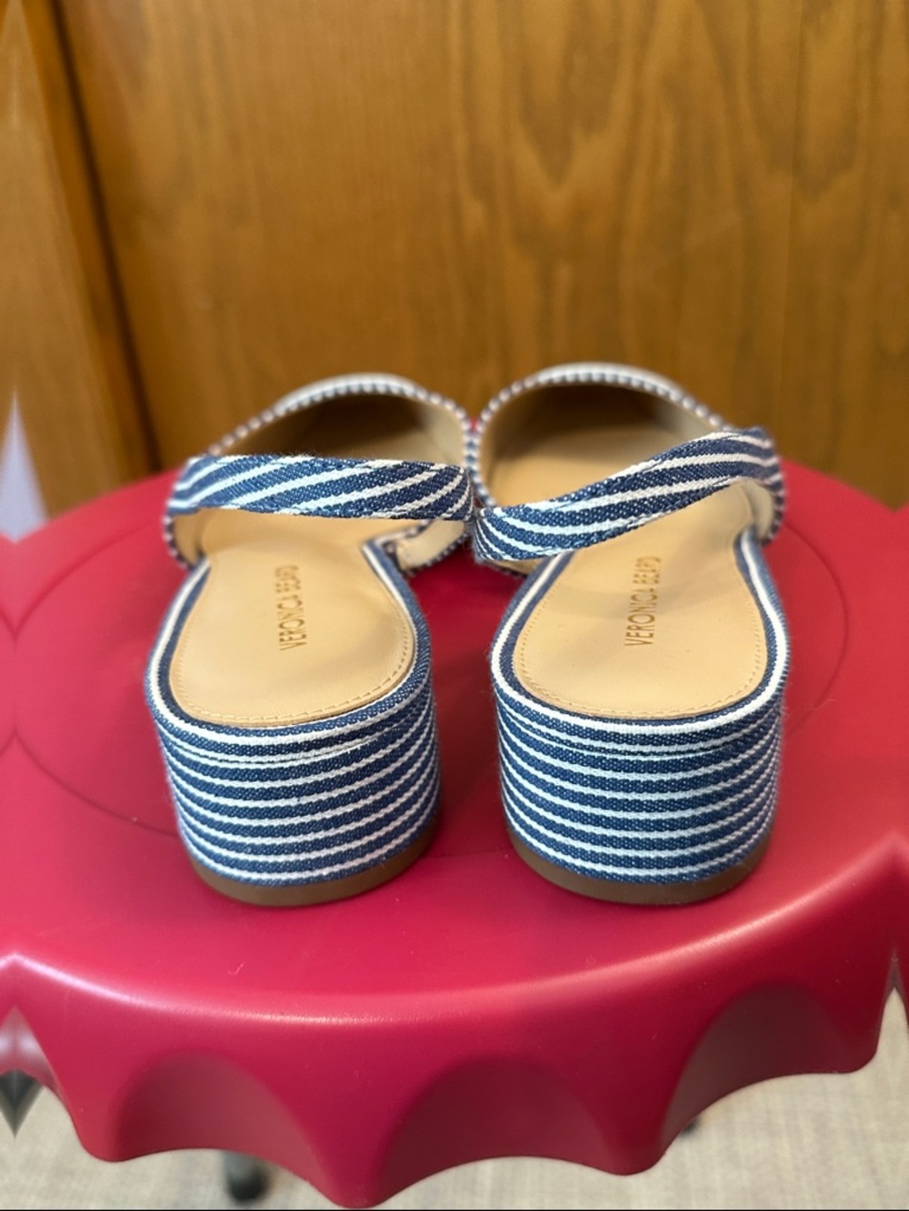 Veronica Beard Cecile Pinstripe Slingback Shoes size 7. - Picture 12 of 14